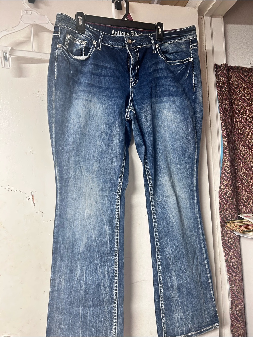 Antique Rivet Women’s Distressed Medium Blue Bootcut Jeans